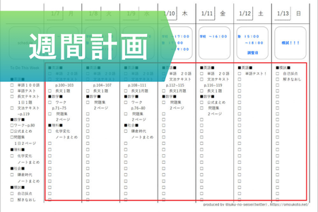 週間計画例