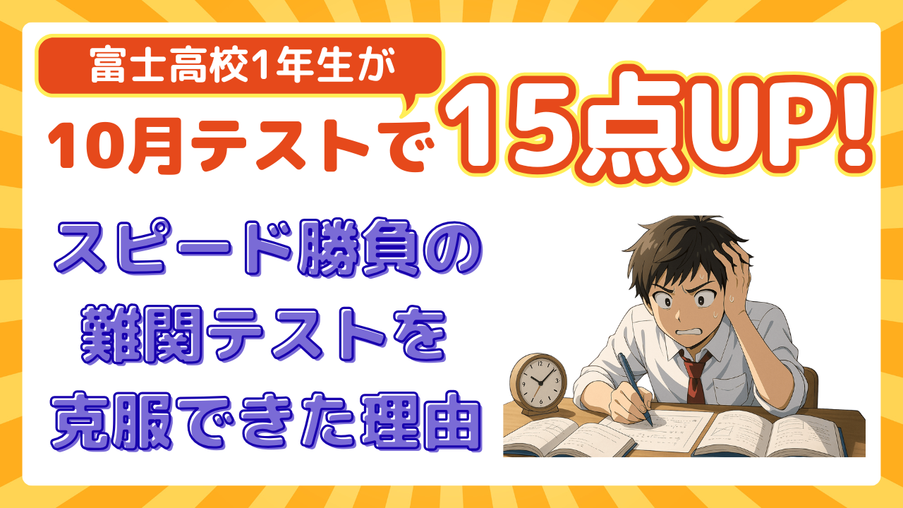 富士高校1年生が10月テストで15点アップ！スピード勝負の難関テストを克服できた理由
