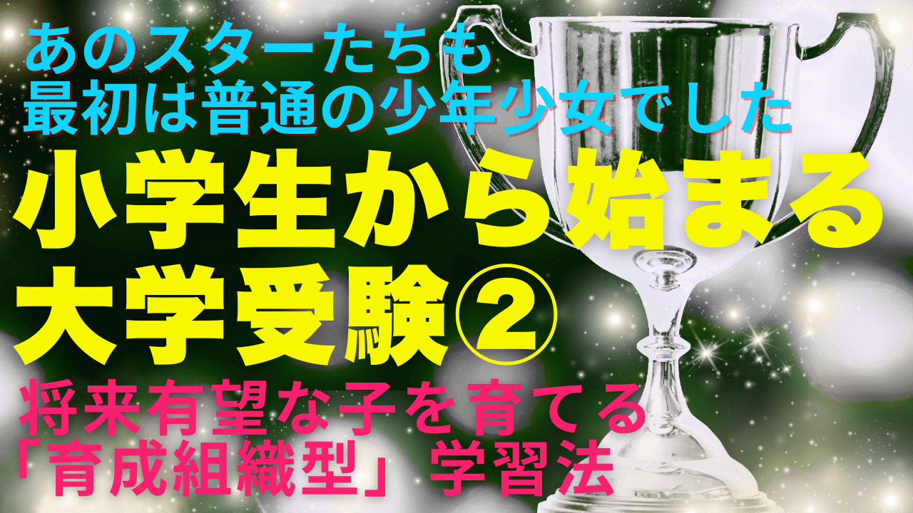 小学生からの大学受験② 将来有望な子を育てる「育成組織型」学習法